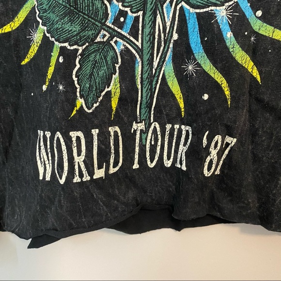 CELESTIAL DREAM NWOT Acid Wash Crop Band Tee - Picture 3 of 5